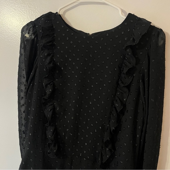 Target A New Day Black Ruffle Front Sparkle Polka Dot Dress - Picture 6 of 9